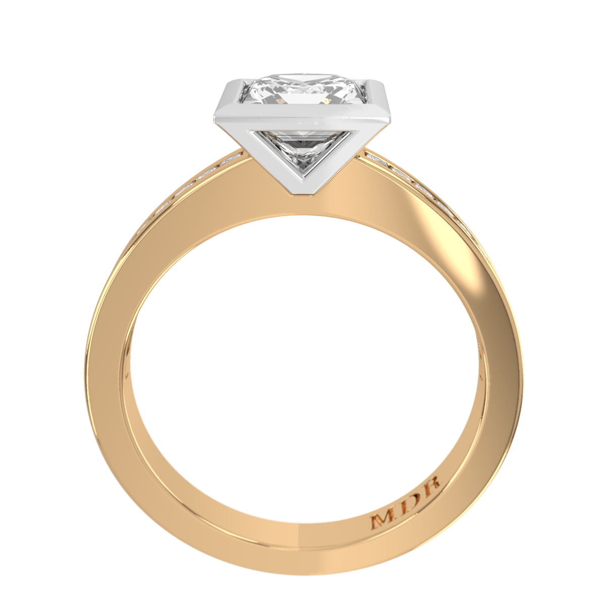 Channel set straight Shank with cut out bezel Setting