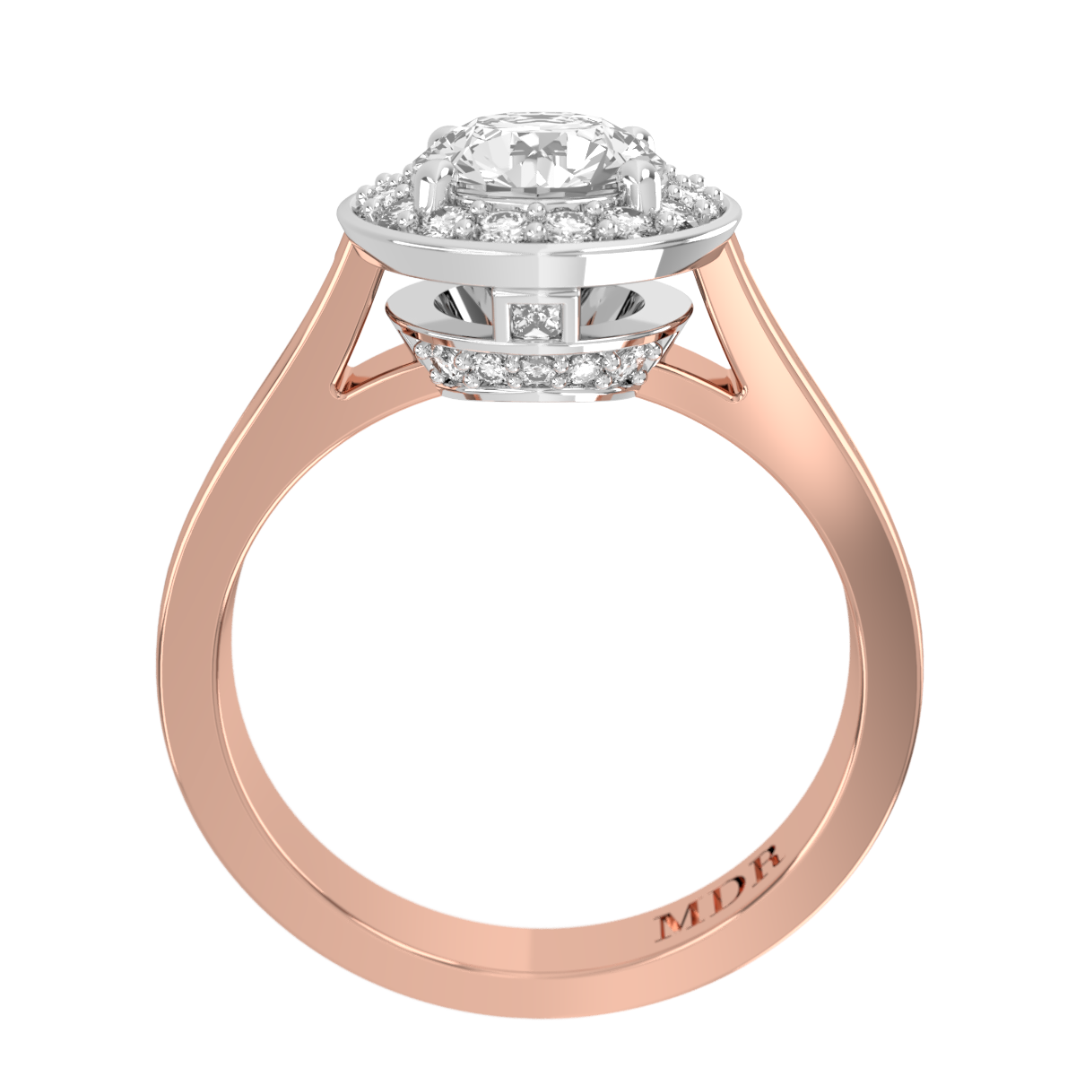 Channel set straight set Shank with fancy detailed Bead set Halo