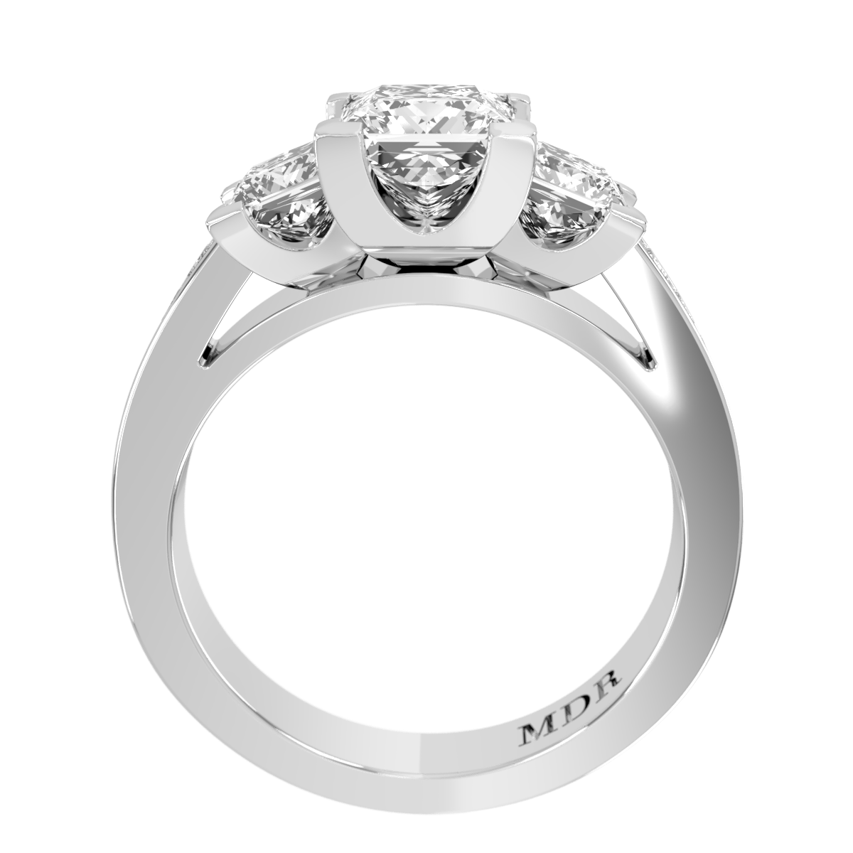 Channel set straight band with four claw Setting