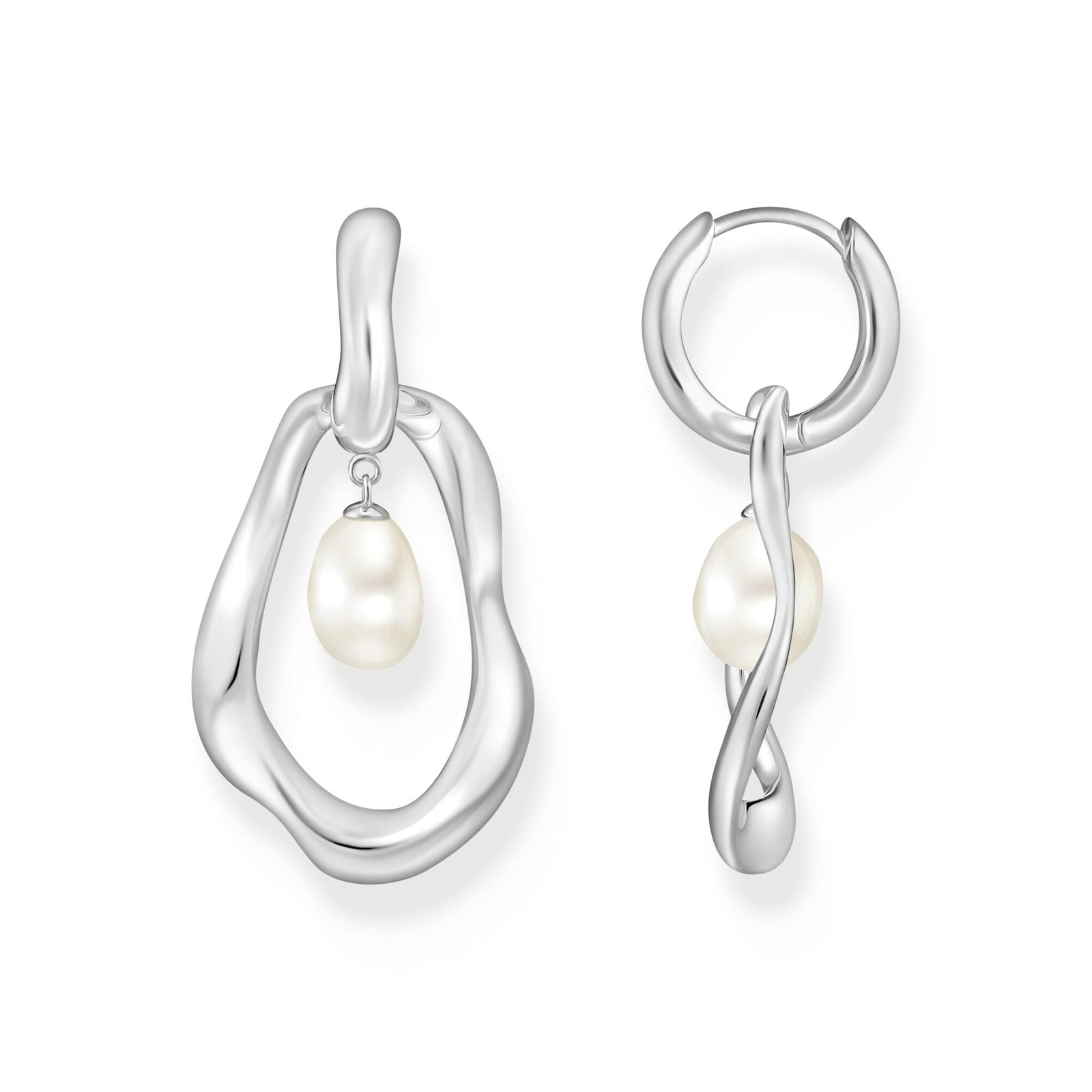 THOMAS SABO Hoop Earrings with Freshwater Pearls In Silver