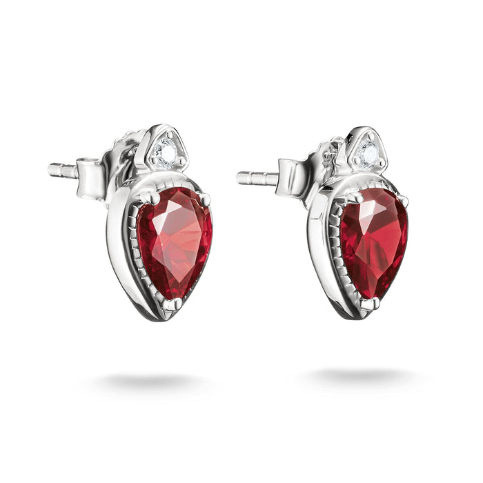 THOMAS SABO Stud Earrings with Red Teardrop Stones Silver