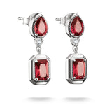 THOMAS SABO Stud Earrings with Red Octagon Stones Silver
