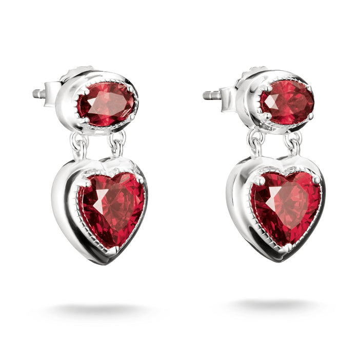 THOMAS SABO Stud Earrings with Red Heart Stones Silver