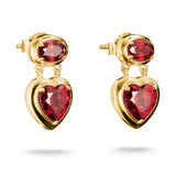 THOMAS SABO Stud Earrings with Red Heart Stones Gold