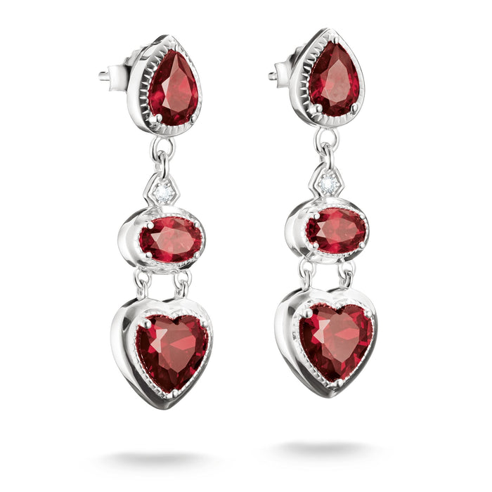 THOMAS SABO Drop Earrings with Red Heart Stones Silver
