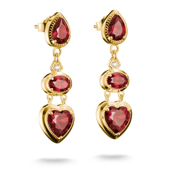 THOMAS SABO Drop Earrings with Red Heart Stones Gold