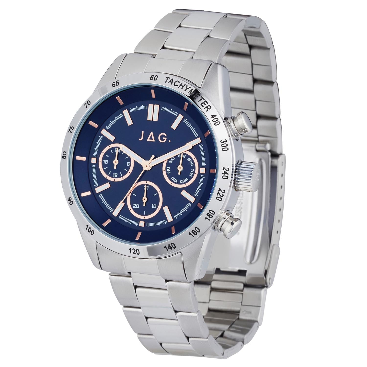 Jag Alain Silver Stainless Steel 44mm Watch