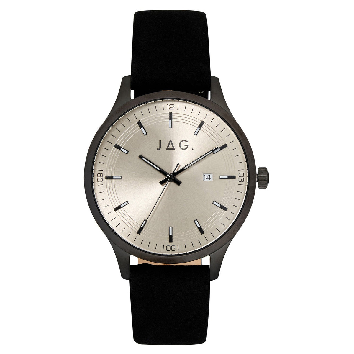 Jag Fitzroy Black Leather 43mm Watch