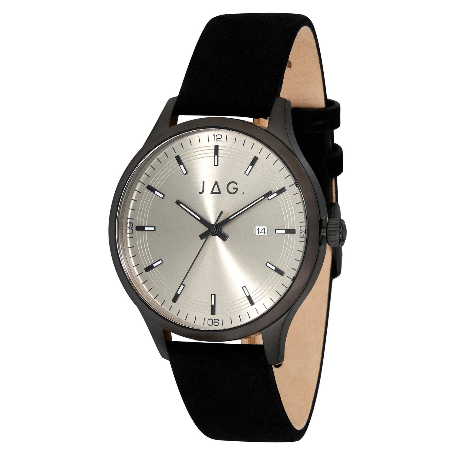 Jag Fitzroy Black Leather 43mm Watch