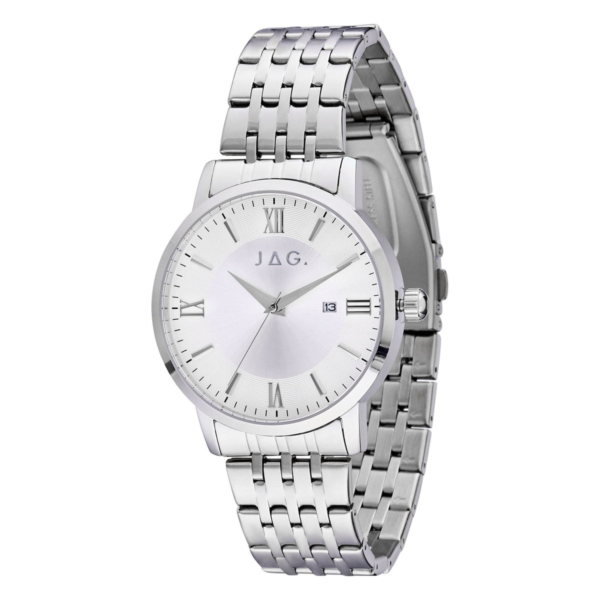 Jag Banks Silver Stainless Steel 42mm Watch