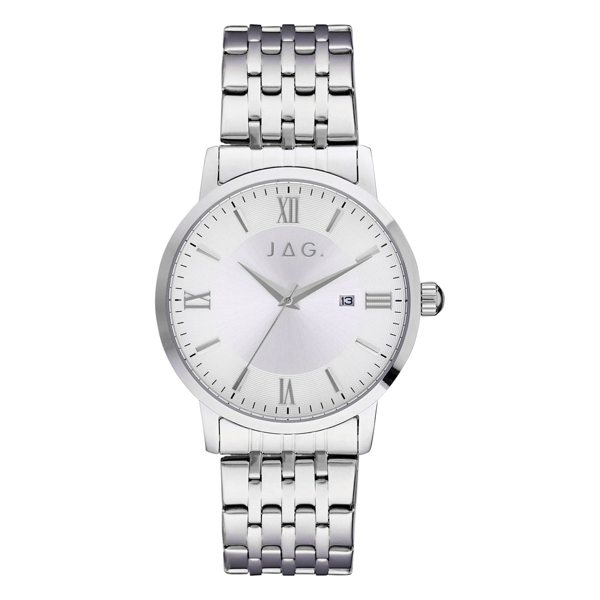 Jag Banks Silver Stainless Steel 42mm Watch
