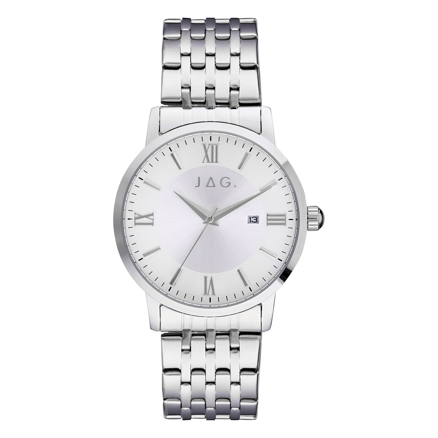 Jag Banks Silver Stainless Steel 42mm Watch
