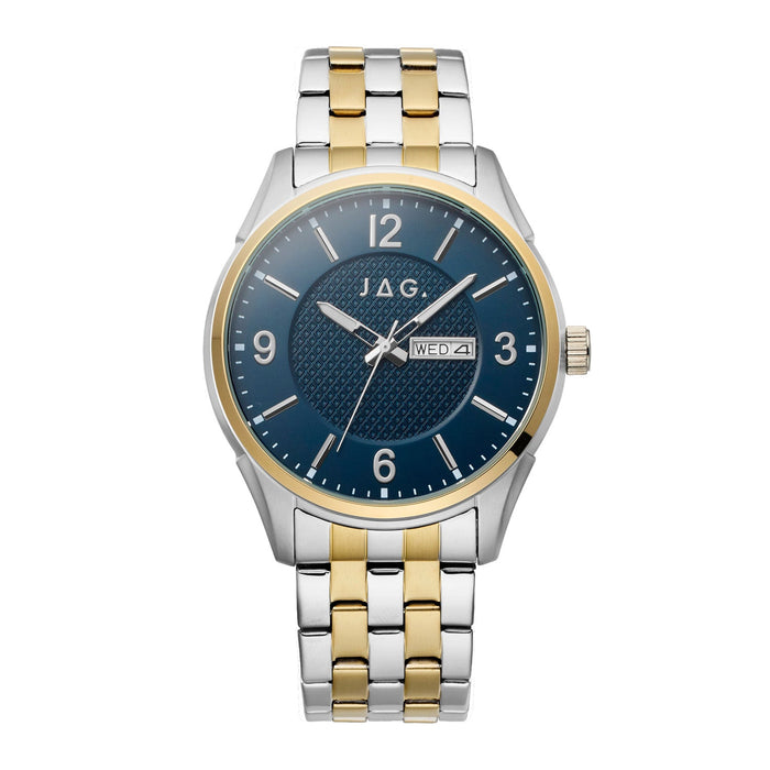 JAG William Mens Blue Dial Ips 44mm Two-Tone Watch
