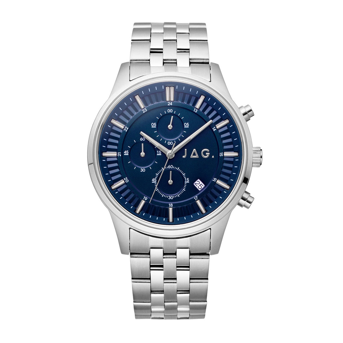 JAG Albany Mens Blue Dial 45mm Silver Watch