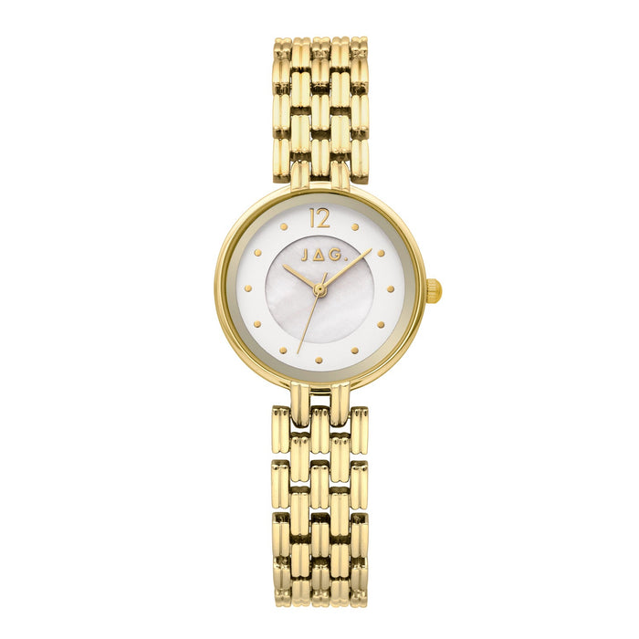 JAG Iluka Womens White MOP Dial 30mm Gold Watch