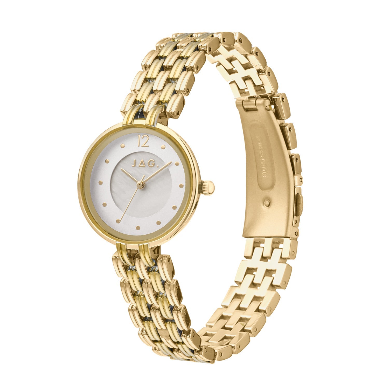 JAG Iluka Womens White MOP Dial 30mm Gold Watch