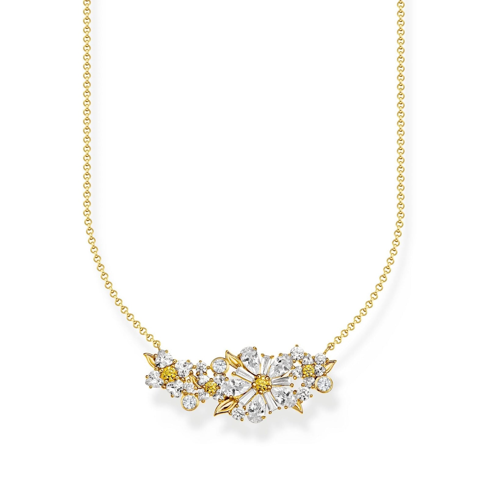 THOMAS SABO Lovely Daisy Necklace with Stones Gold