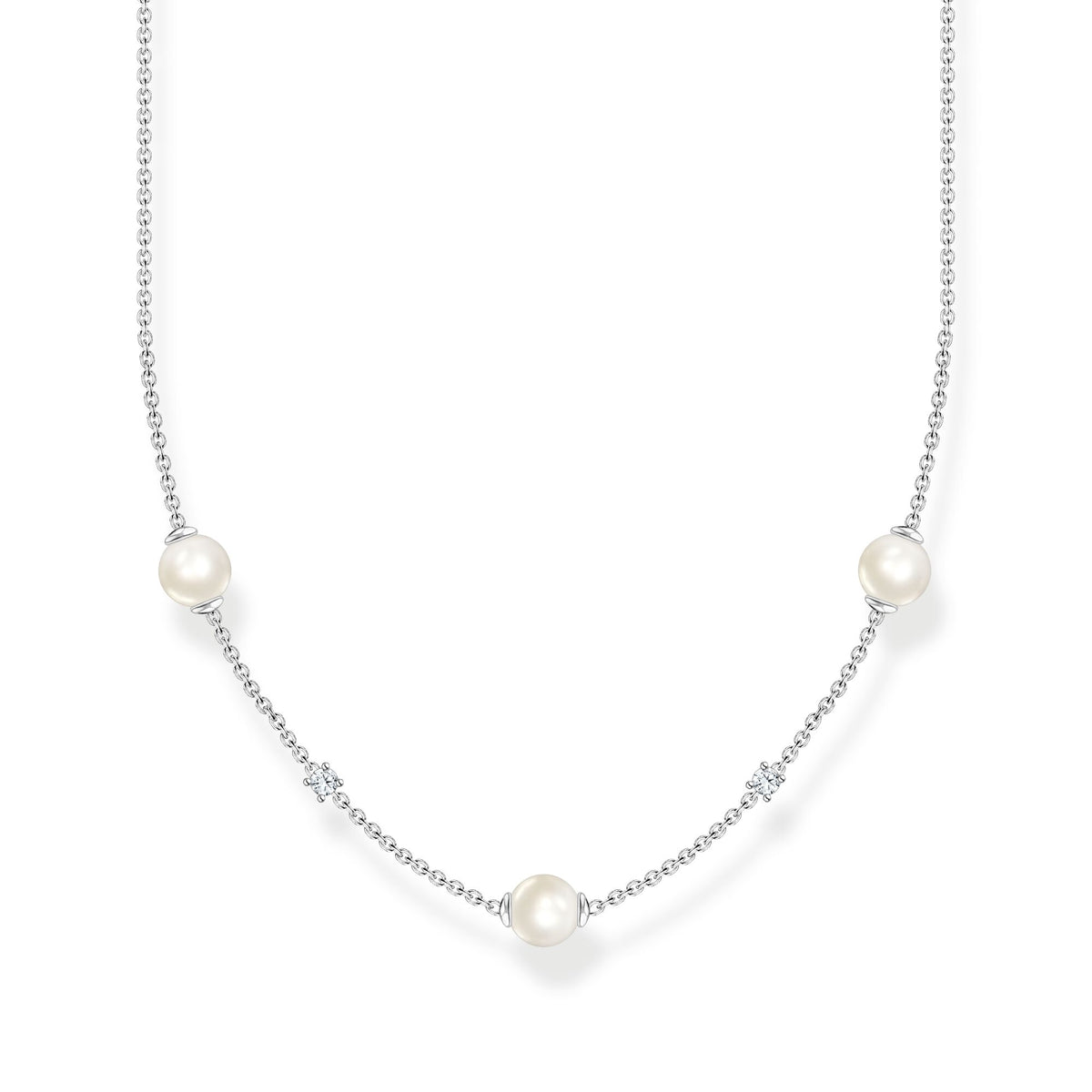 THOMAS SABO Necklace pearls and white stones silver