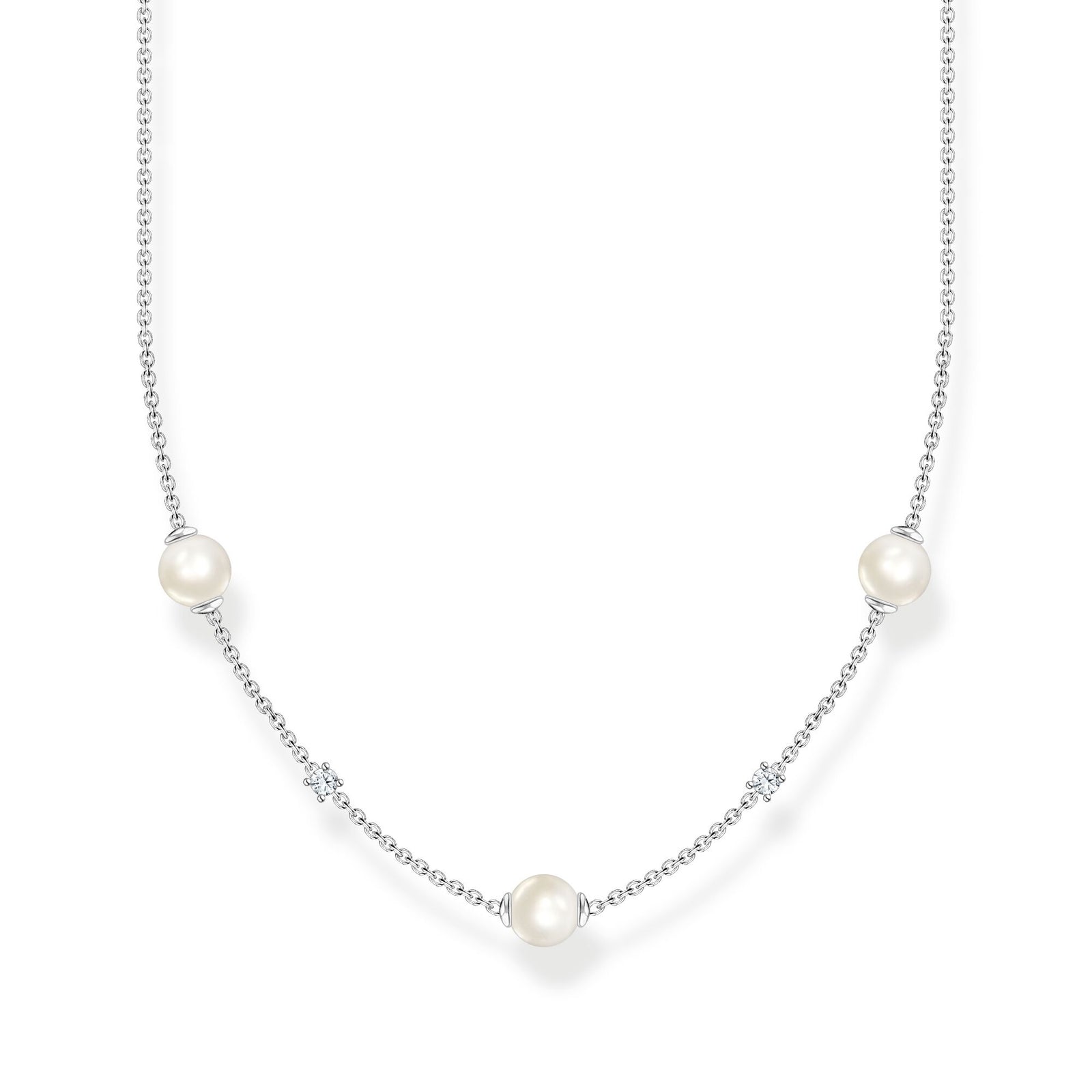THOMAS SABO Necklace pearls and white stones silver