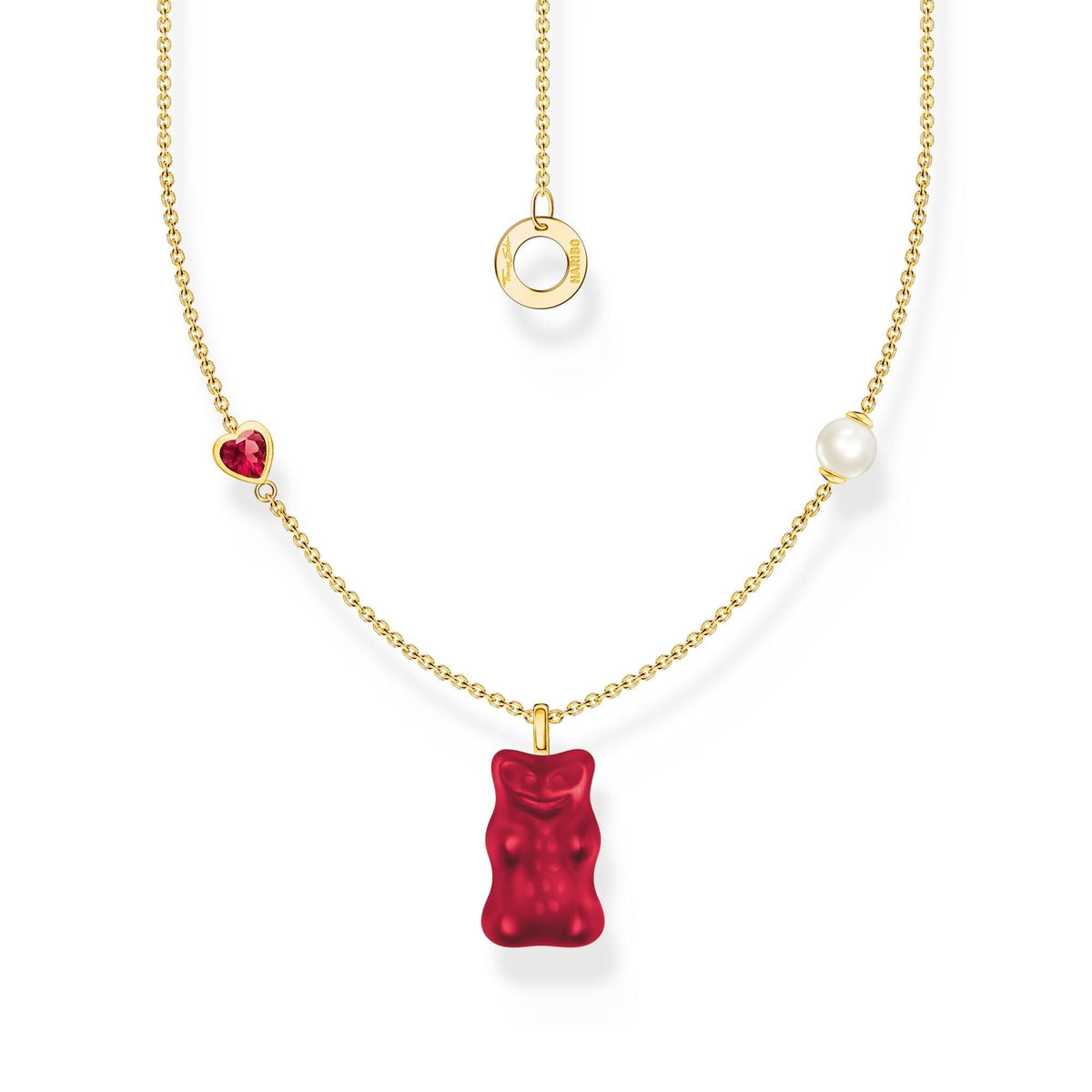 THOMAS SABO Necklace with red goldbears pendant &amp; freshwater pearl