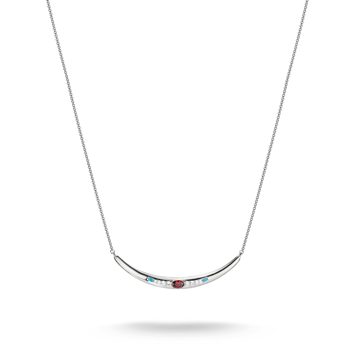 THOMAS SABO Half-Form Necklace with Red Zirconia Stone