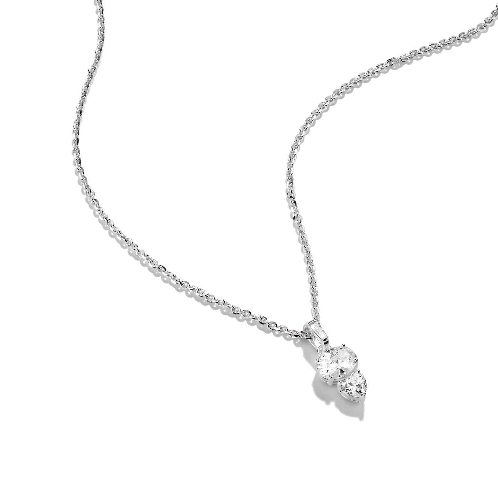 THOMAS SABO Necklace with Oval and Heart Zirconia Stones Silver