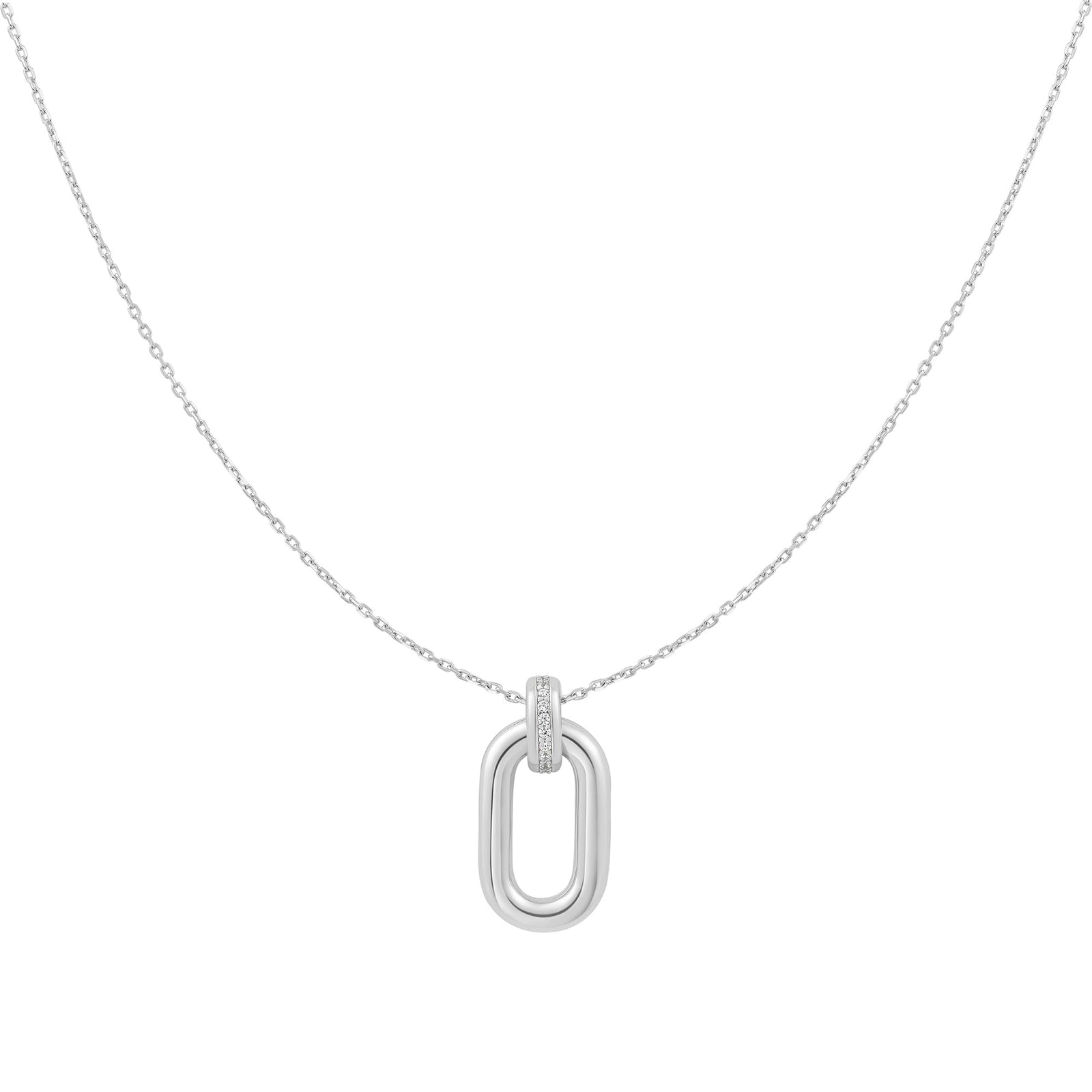 Ania Haie Silver Oval Hoop Pendant Necklace
