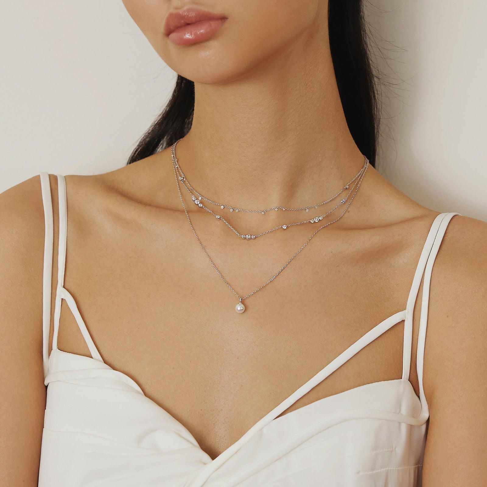 Ania Haie Silver Mini Disc Drop Stacking Necklace