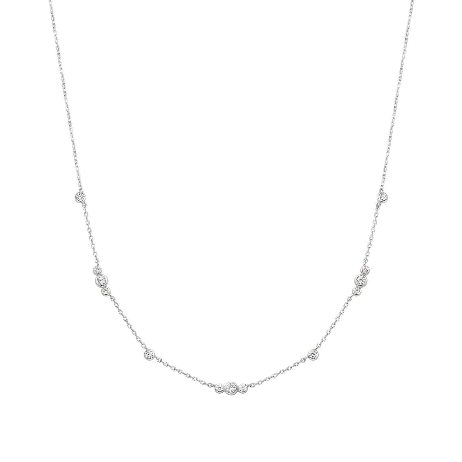 Ania Haie Silver Sparkling Bezel Cubic Zirconia Station Necklace