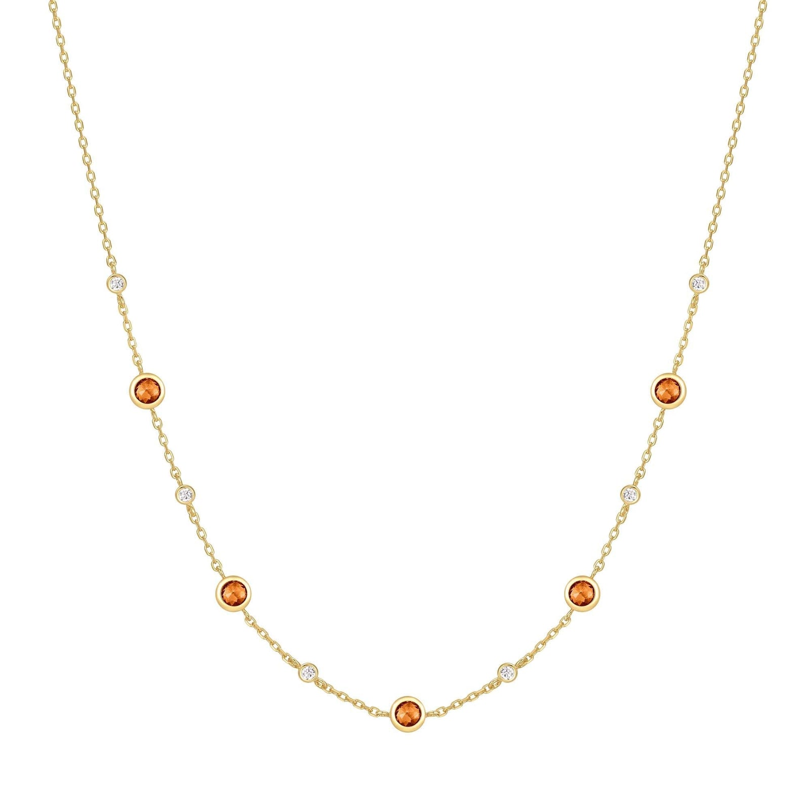 Gold Nano Gem Station Necklace