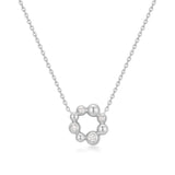 Silver Asymmetric Beaded Circle Necklace