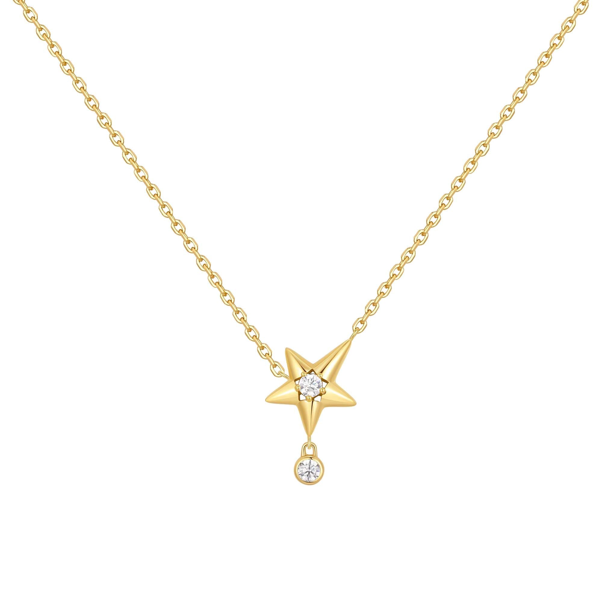 Gold Sparkling Star Drop Necklace