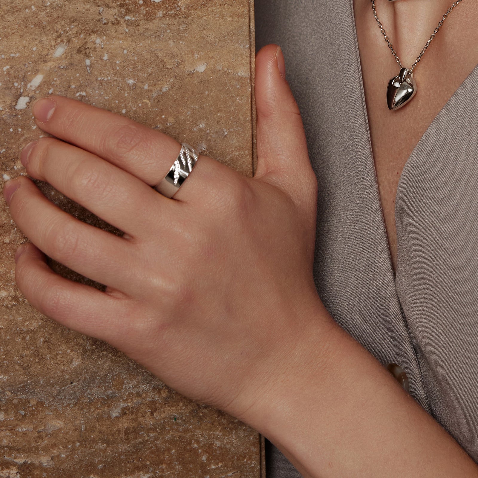 Ania Haie Silver Tiger Stripe Band