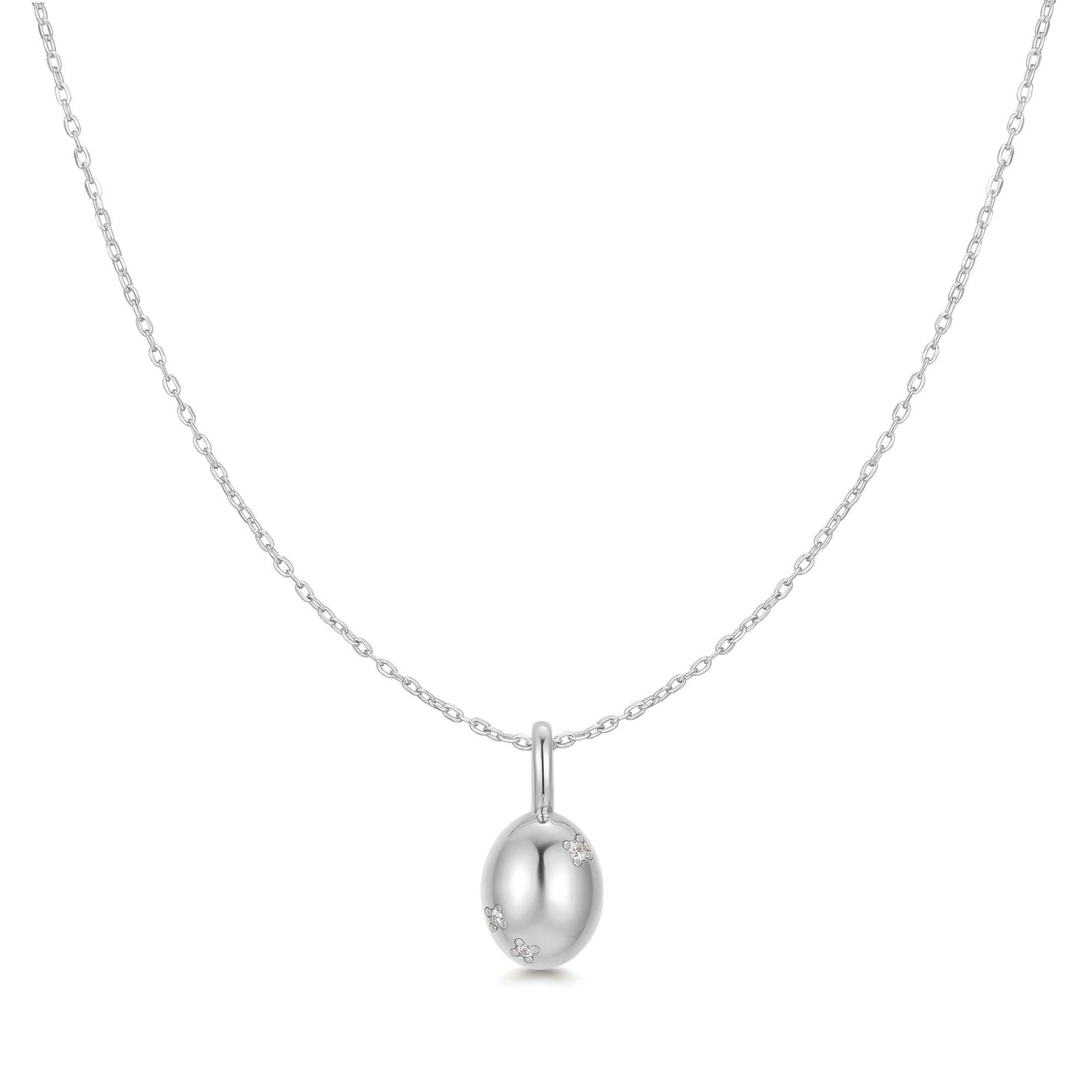 Ania Haie Silver Floral Oval Pendent Necklace