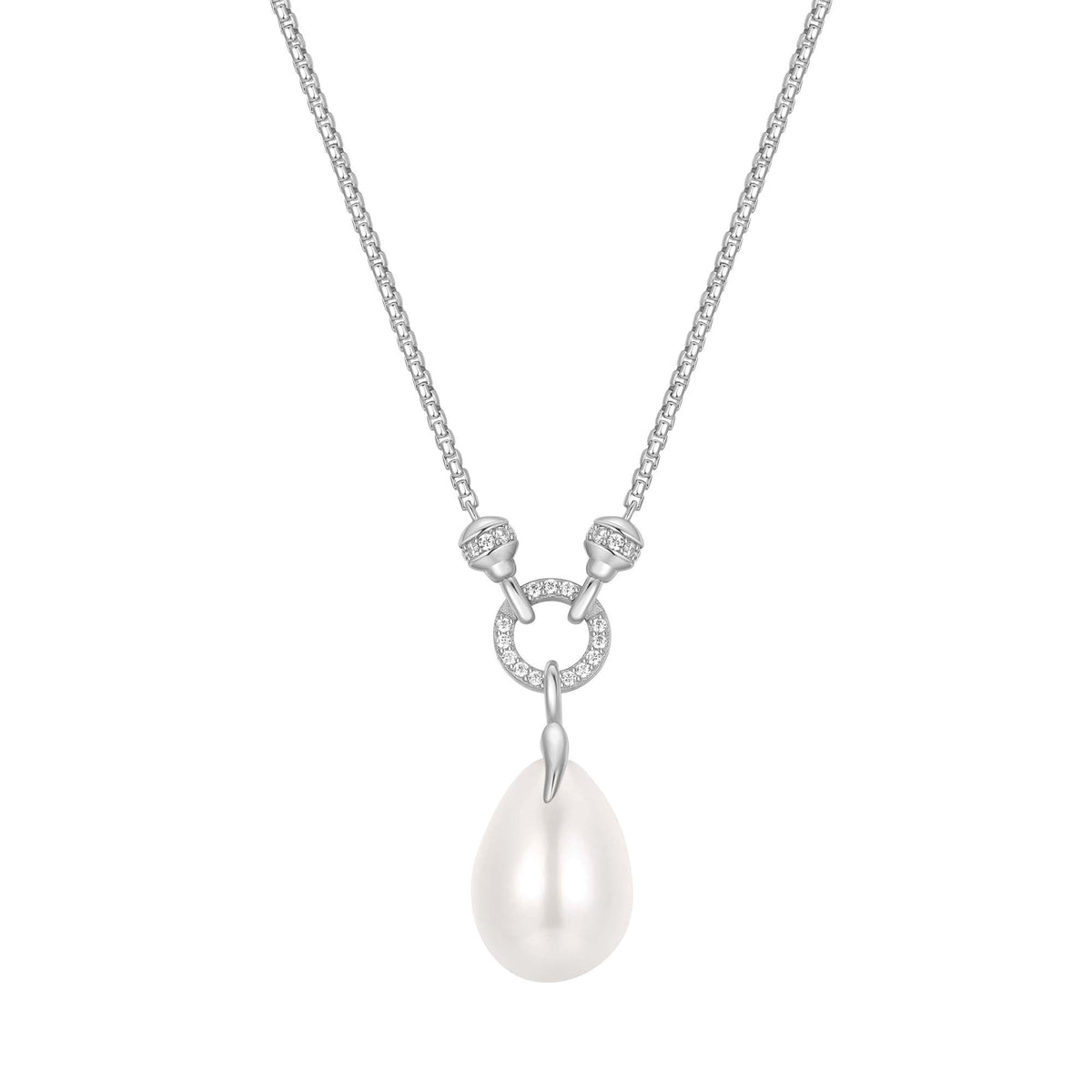 Ania Haie Silver Linked Shell Pearl Drop Pendant Necklace