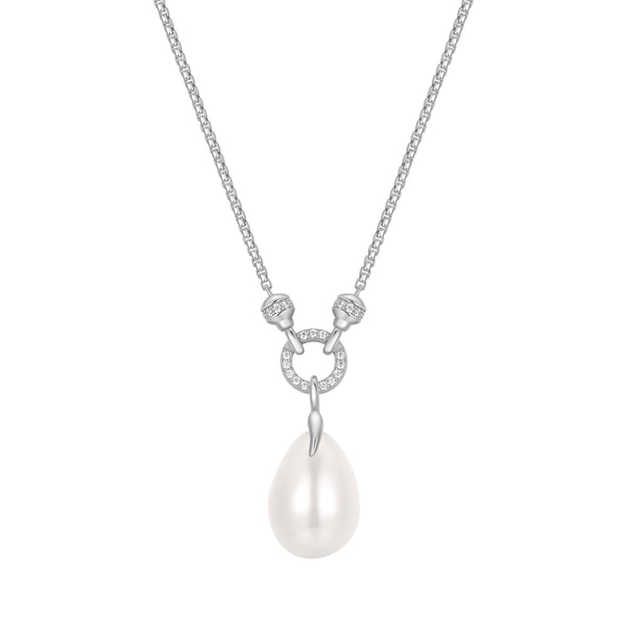 Ania Haie Silver Linked Shell Pearl Drop Pendant Necklace
