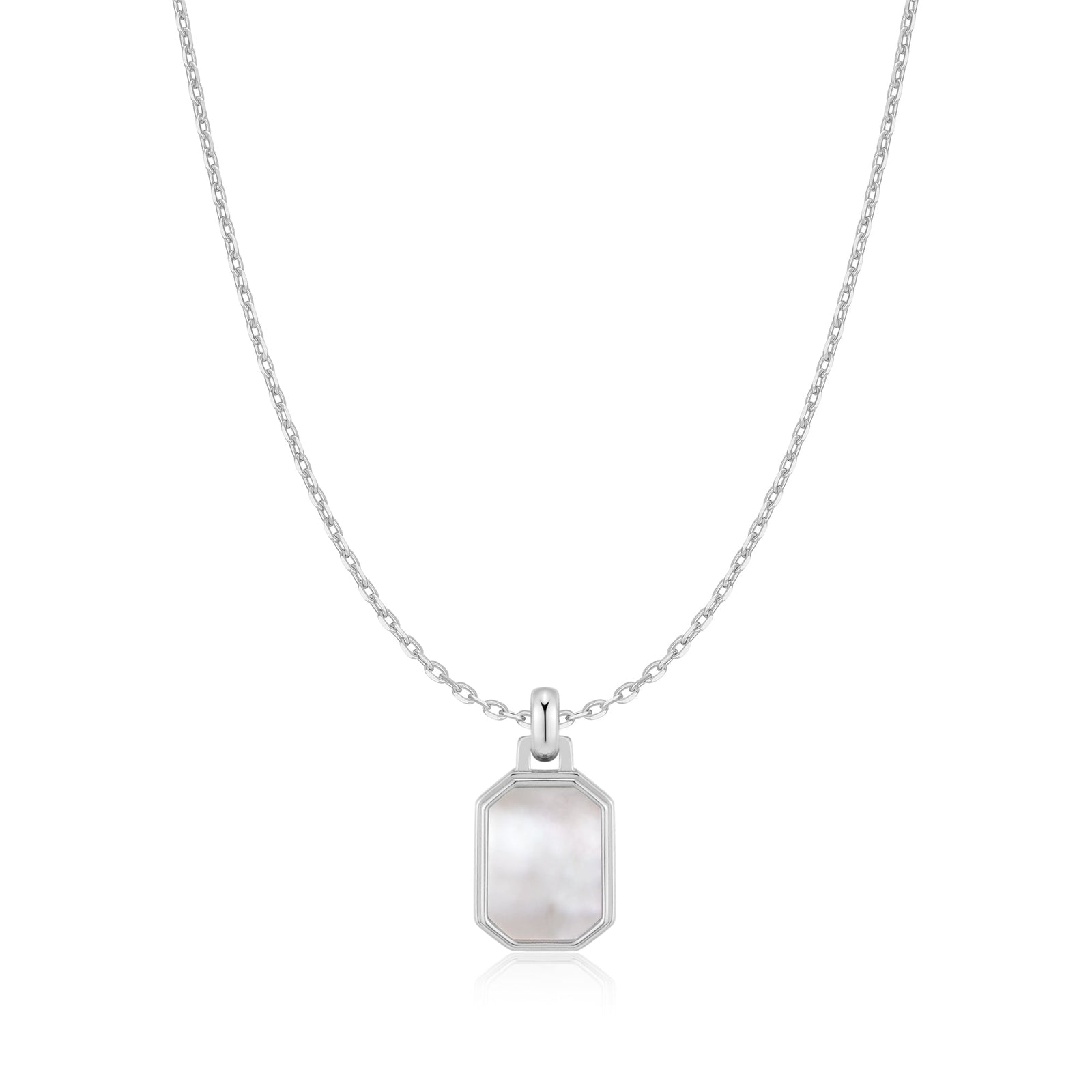 Ania Haie Silver Square Mother-of-Pearl Necklace