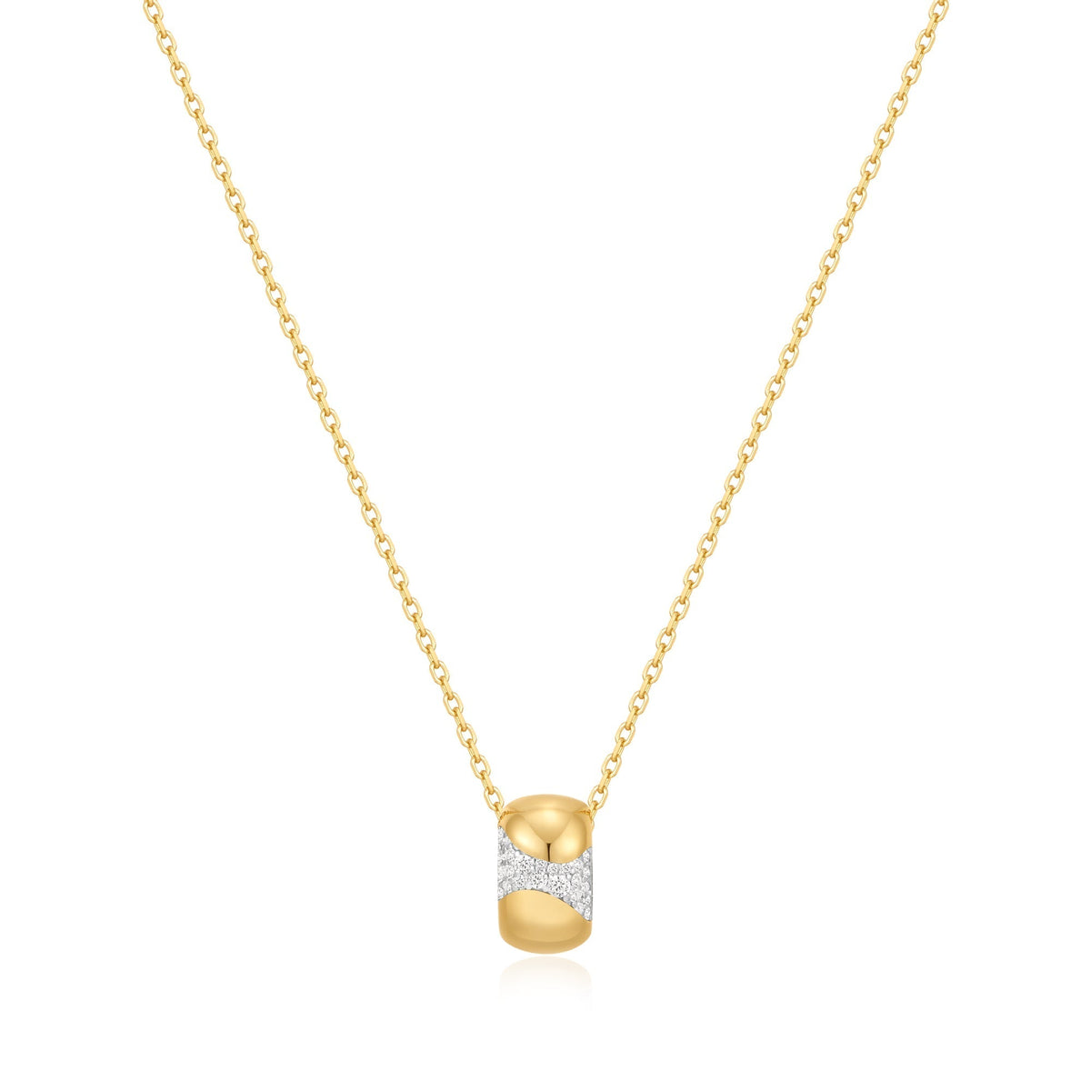 Ania Haie Gold Puffed Rivulet Pave Necklace