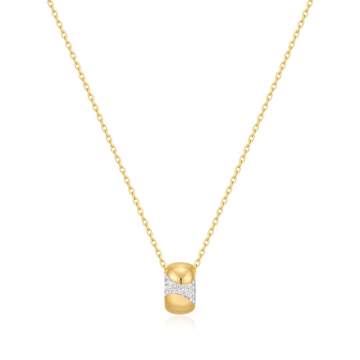 Ania Haie Gold Puffed Rivulet Pave Necklace