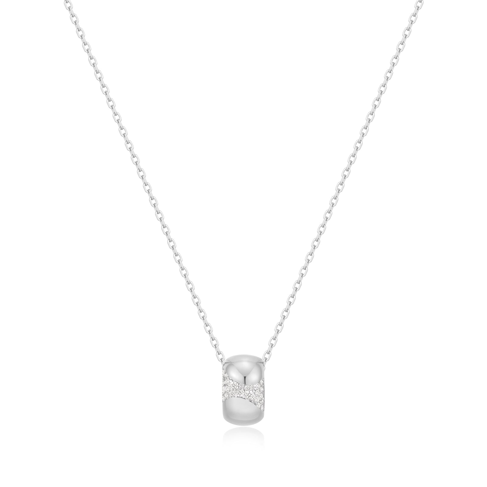 Ania Haie Silver Puffed Rivulet Pave Necklace