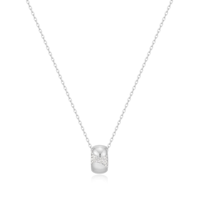 Ania Haie Silver Puffed Rivulet Pave Necklace