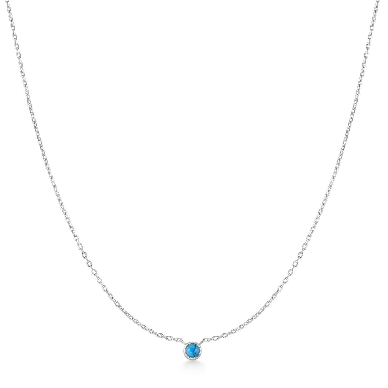 Ania Haie Silver Bezel-Set Lab-Created Turquoise Solitaire Necklace