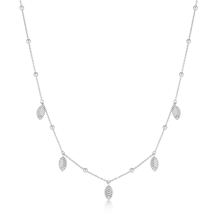 Ania Haie Silver Leaf Station Necklace