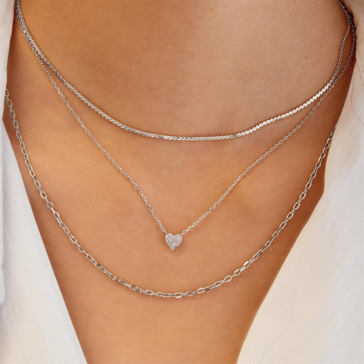 Ania Haie Silver Pave Heart Necklace