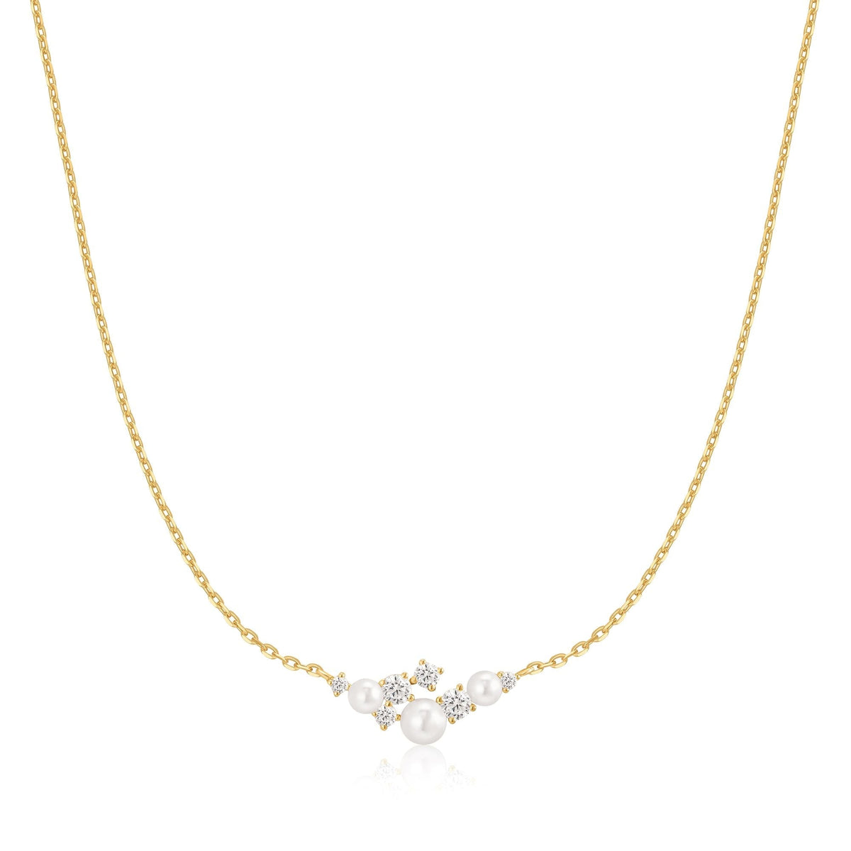 Ania Haie Silver Shell Pearl Cluster Necklace