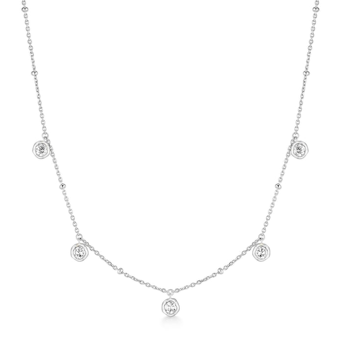 Ania Haie Silver Molten Bezel-Set Droplet Station Necklace