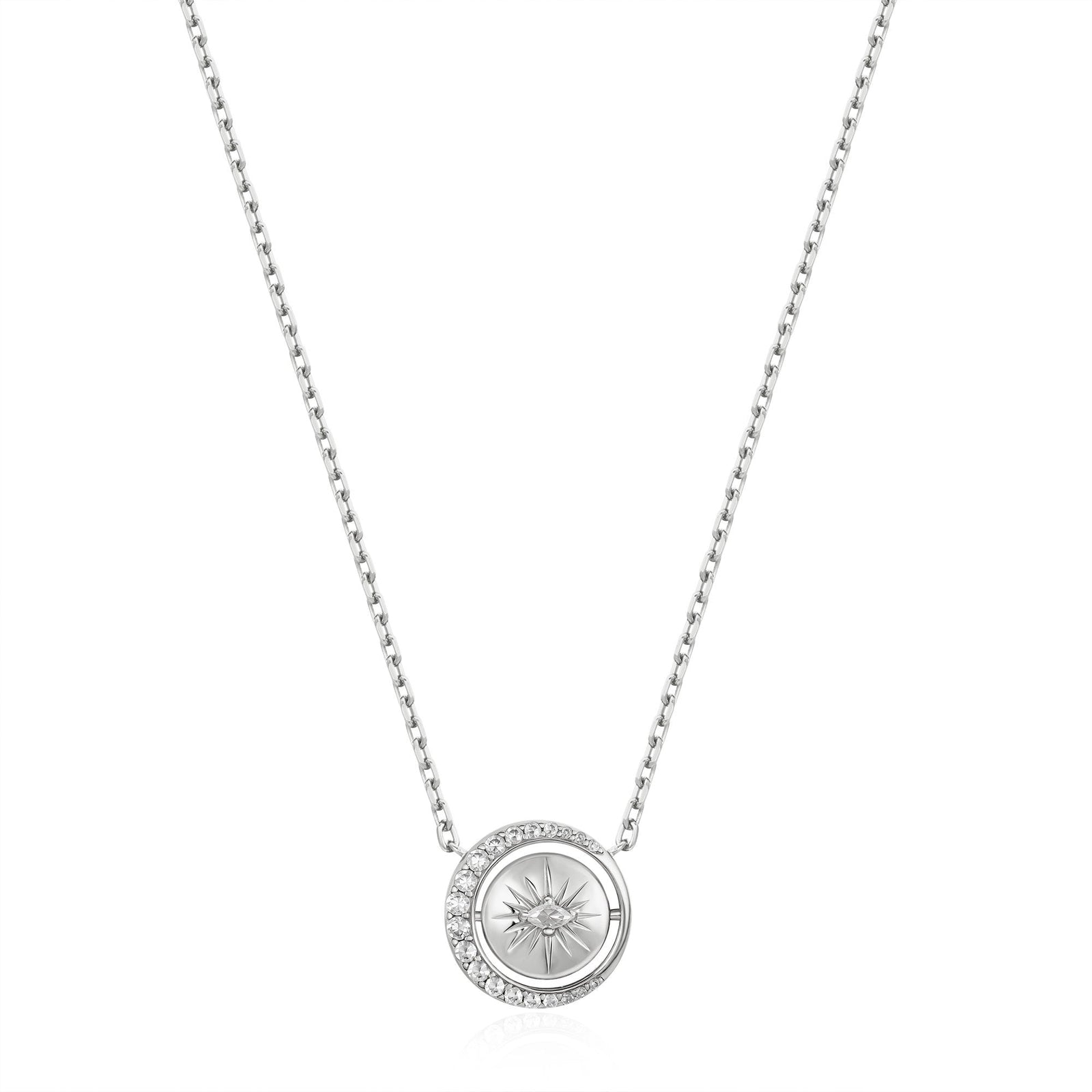 Ania Haie Silver Reversible Pave Moon Evil-Eye Necklace