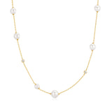 Ania Haie Gold Asymmetric Shell Pearl Station Necklace