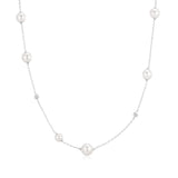 Ania Haie Silver Asymmetric Shell Pearl Station Necklace