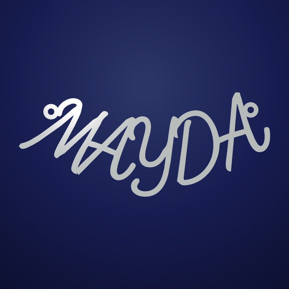 Name necklace · MAYDA · Dancing Script · 12mm · Sterling silver · 45 cm medium 1.2 mm cable chain · NN-MVQAC5EEL7
